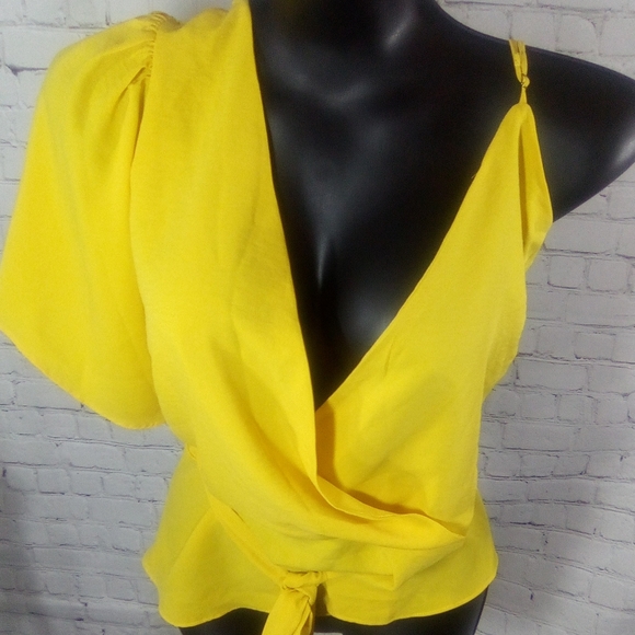 Fashion Nova Tops - Yellow Off shoulder peplum top.